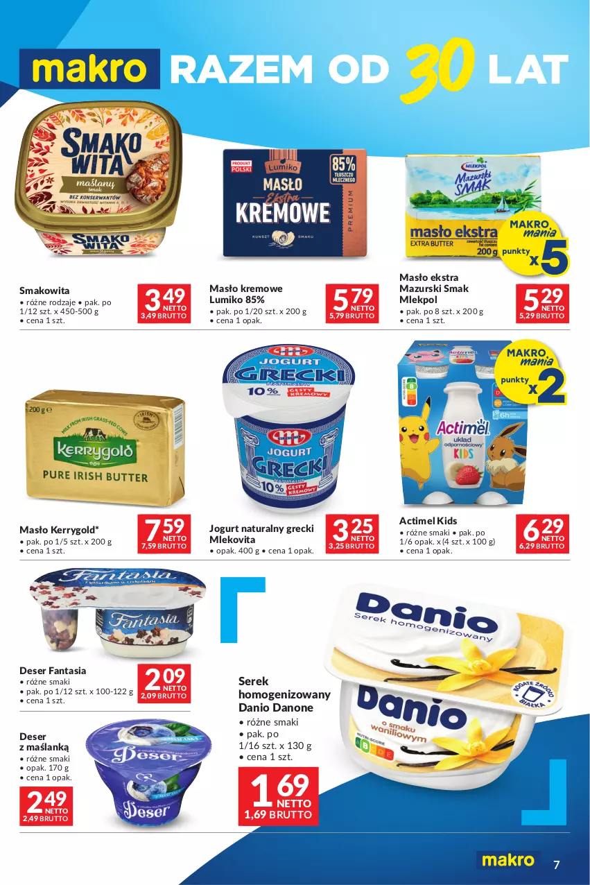 Gazetka promocyjna Makro - Oferta dla Twojego biznesu - oferta z alkoholem - ważna 20.02 do 04.03.2024 - strona 7 - produkty: Actimel, Danio, Danone, Deser, Fa, Fanta, Jogurt, Jogurt naturalny, Masło, Mleko, Mlekovita, Ser, Serek, Serek homogenizowany, Smakowita