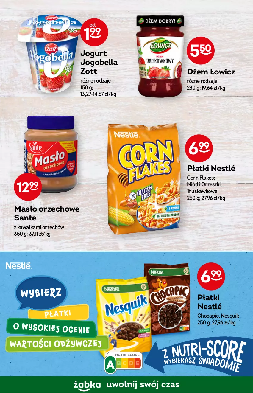 Gazetka promocyjna Żabka - ważna 19.10 do 25.10.2022 - strona 32 - produkty: Bell, Bella, Corn flakes, Dżem, Jogobella, Jogurt, Kawa, Masło, Masło orzechowe, Miód, Nesquik, Nestlé, Orzeszki, Sante, Zott