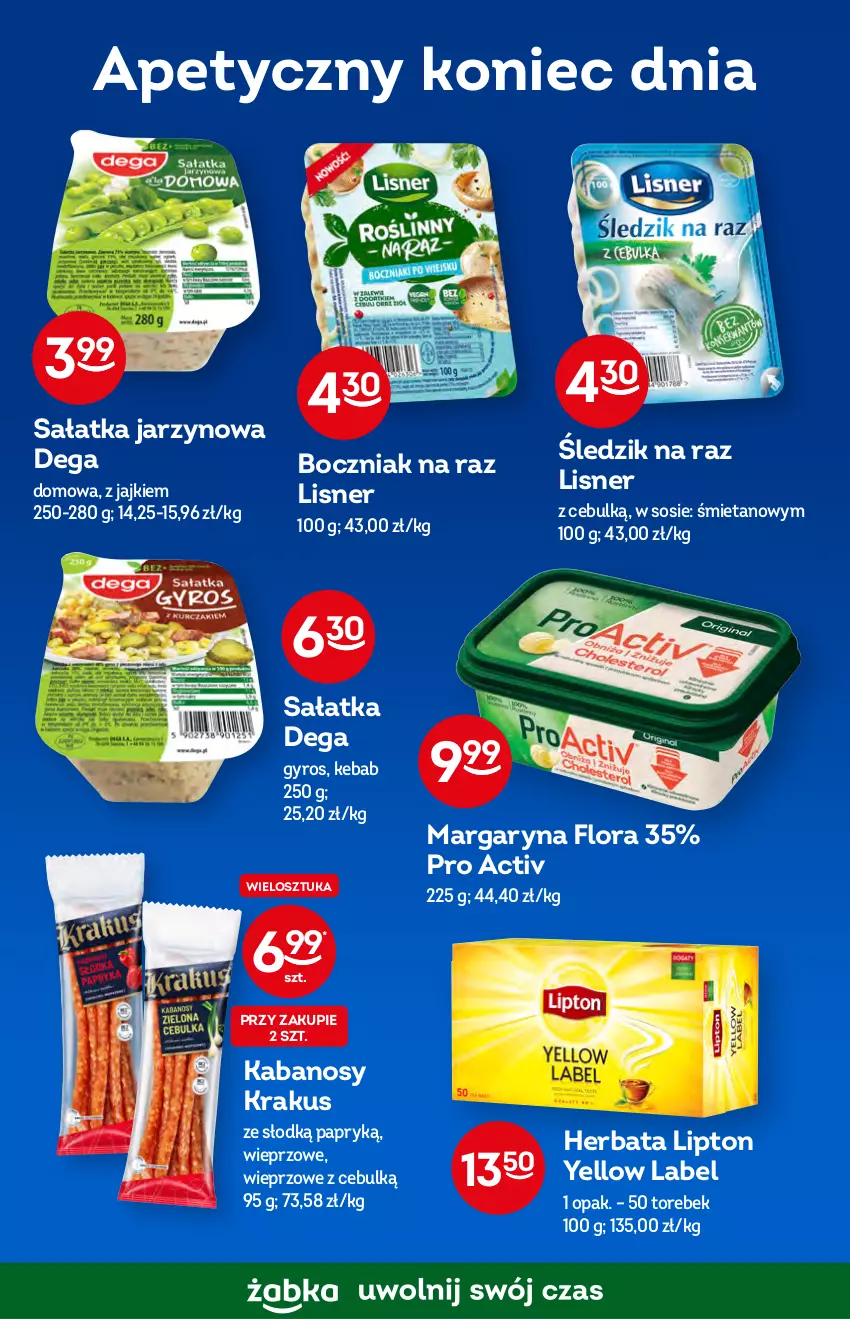 Gazetka promocyjna Żabka - ważna 19.10 do 25.10.2022 - strona 41 - produkty: Boczniak, Dega, Flora, Gyros, Herbata, Kabanos, Kebab, Krakus, Lipton, Lisner, Margaryna, Sałat, Sałatka, Sos