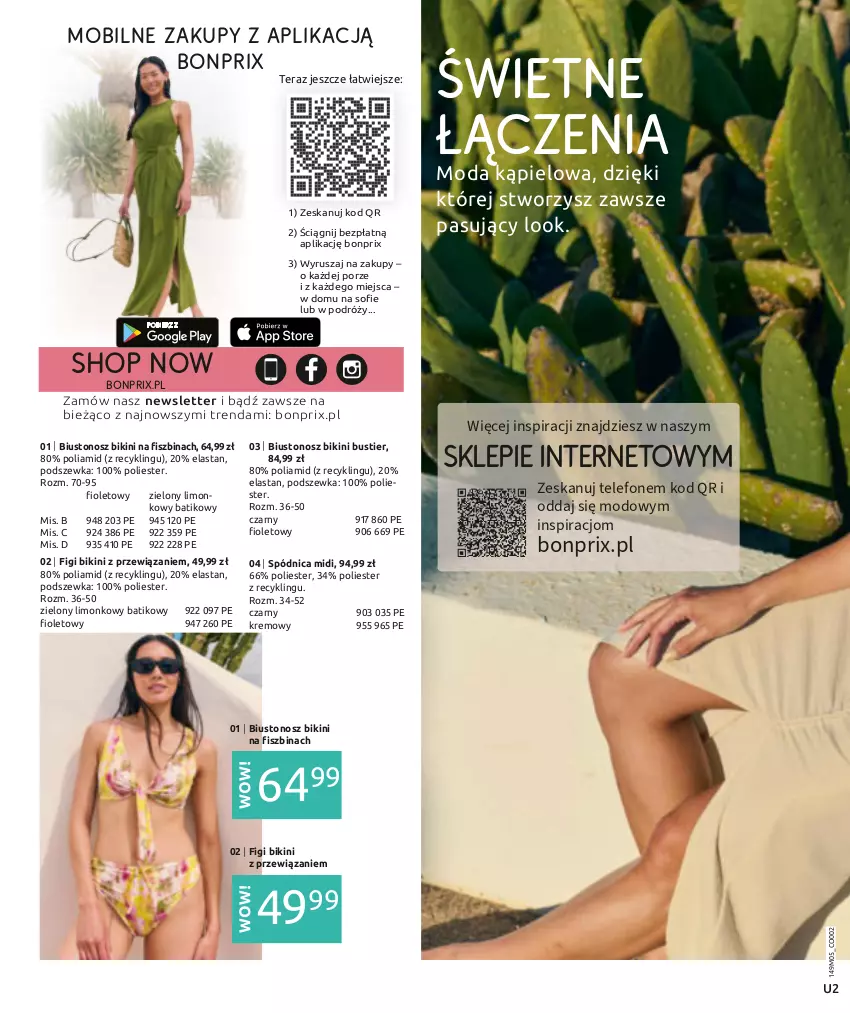 Gazetka promocyjna Bonprix - WAKACYJNE KLIMATY - ważna 13.05 do 13.08.2024 - strona 2 - produkty: Bikini, Biustonosz, Figi, Mobil, Moda, Por, Spódnica, Telefon, Tera