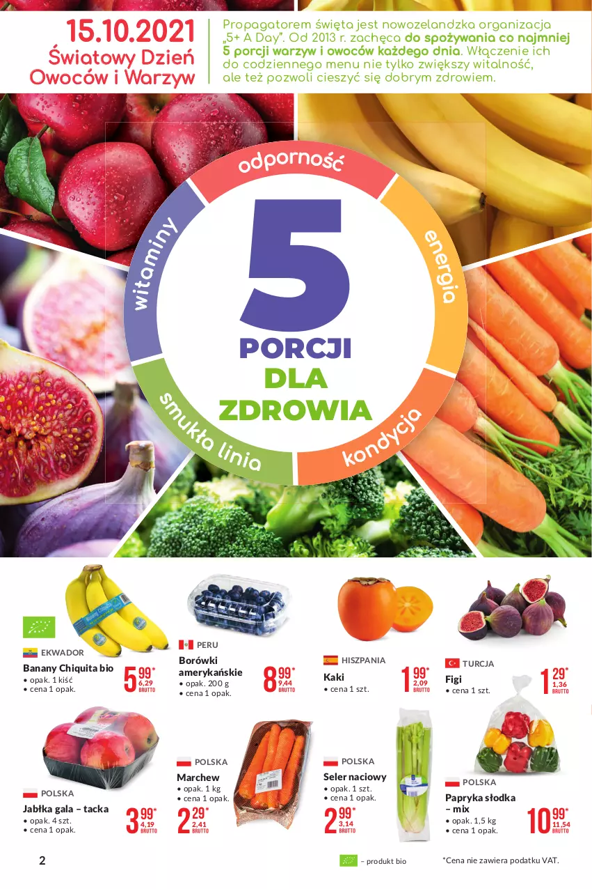 Gazetka promocyjna Makro - [Oferta promocyjna] Artykuły spożywcze - ważna 05.10 do 18.10.2021 - strona 2 - produkty: Banany, Figi, Gala, Jabłka, Kaki, Papryka, Papryka słodka, Por, Seler naciowy, Zdrowie