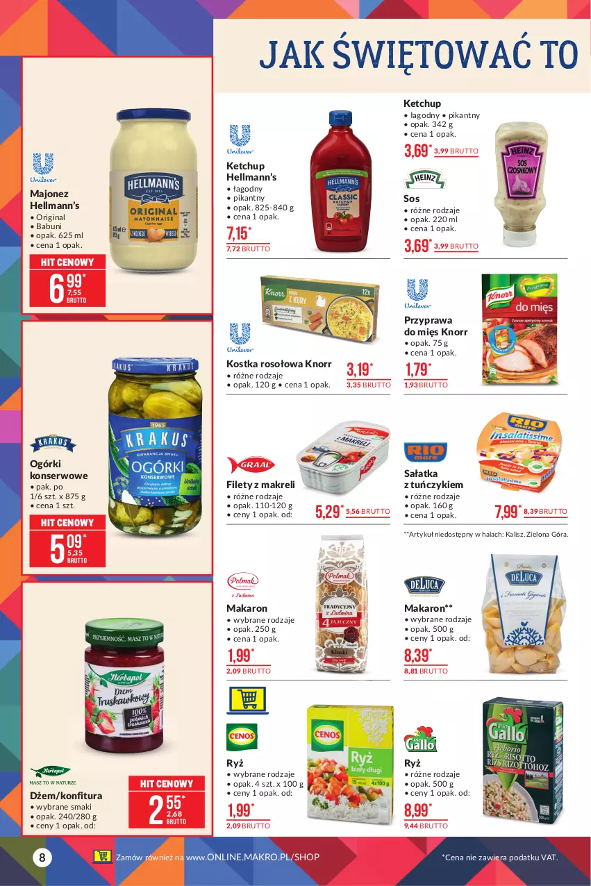 Gazetka promocyjna Makro - [Oferta promocyjna] Artykuły spożywcze - ważna 05.10 do 18.10.2021 - strona 8 - produkty: Babuni, Dżem, Gin, Ketchup, Knorr, Konfitura, Majonez, Makaron, Ogórki konserwowe, Ryż, Sałat, Sałatka, Ser, Sos, Tuńczyk