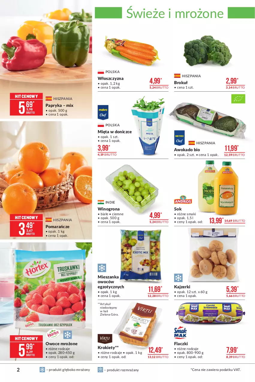 Gazetka promocyjna Makro - [Oferta promocyjna] Artykuły spożywcze - ważna 09.03 do 22.03.2021 - strona 2 - produkty: Krokiety, Mięta, Owoce, Papryka, Pomarańcze, Sok, Wino, Winogrona