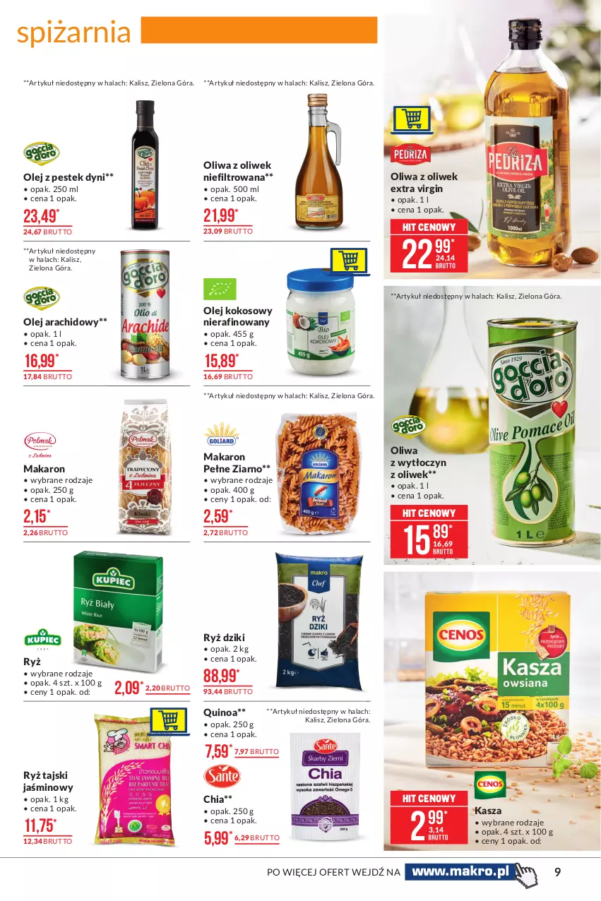 Gazetka promocyjna Makro - [Oferta promocyjna] Artykuły spożywcze - ważna 09.03 do 22.03.2021 - strona 9 - produkty: Chia, Gin, Kasza, Kokos, Makaron, Olej, Olej kokosowy, Oliwa z oliwek, Quinoa, Ryż, Stek