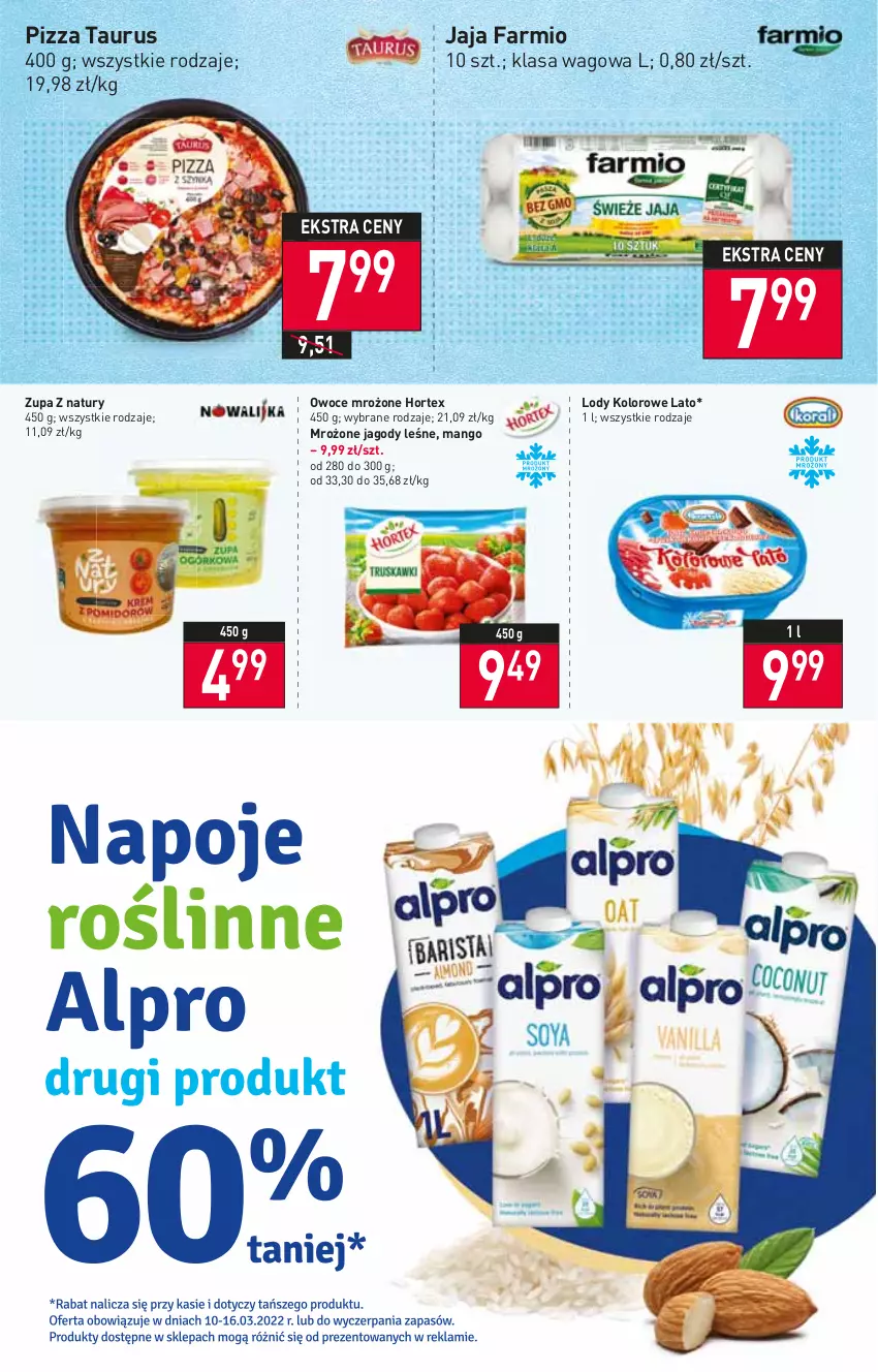 Gazetka promocyjna Stokrotka - Market - ważna 10.03 do 16.03.2022 - strona 4 - produkty: Fa, Hortex, Jagody, Jaja, Lody, Mango, Owoce, Pizza, Zupa