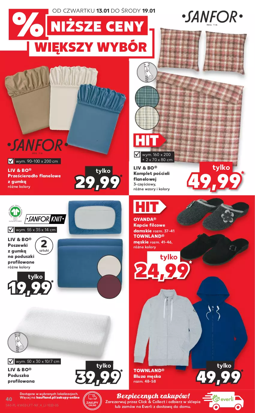 Gazetka promocyjna Kaufland - OFERTA TYGODNIA - ważna 13.01 do 19.01.2022 - strona 40 - produkty: Bluza, Kapcie, Komplet pościeli, Piec, Poduszka, Pościel, Prześcieradło