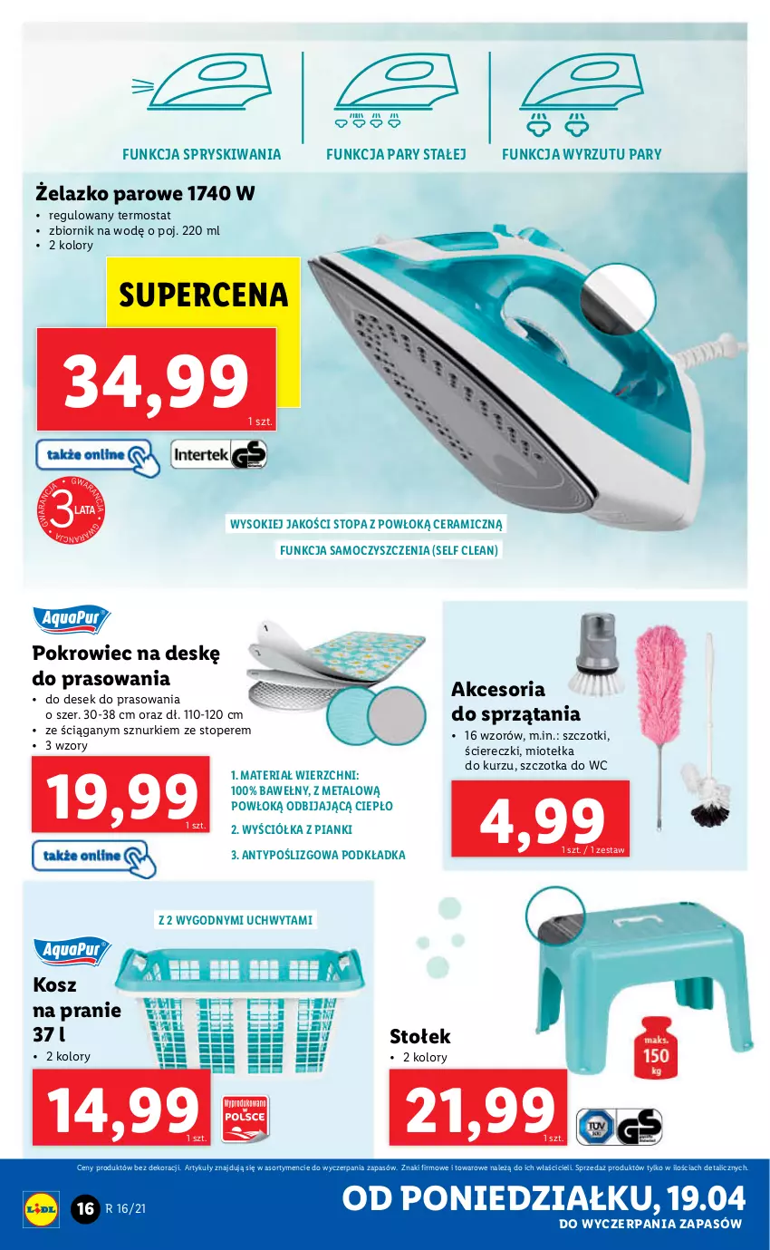 Gazetka promocyjna Lidl - GAZETKA - ważna 19.04 do 25.04.2021 - strona 16 - produkty: Kosz, Podkład, Podkładka, Pokrowiec, Pokrowiec na deskę, Sok, Stołek, Szczotka, Szczotka do WC, Termos, Top