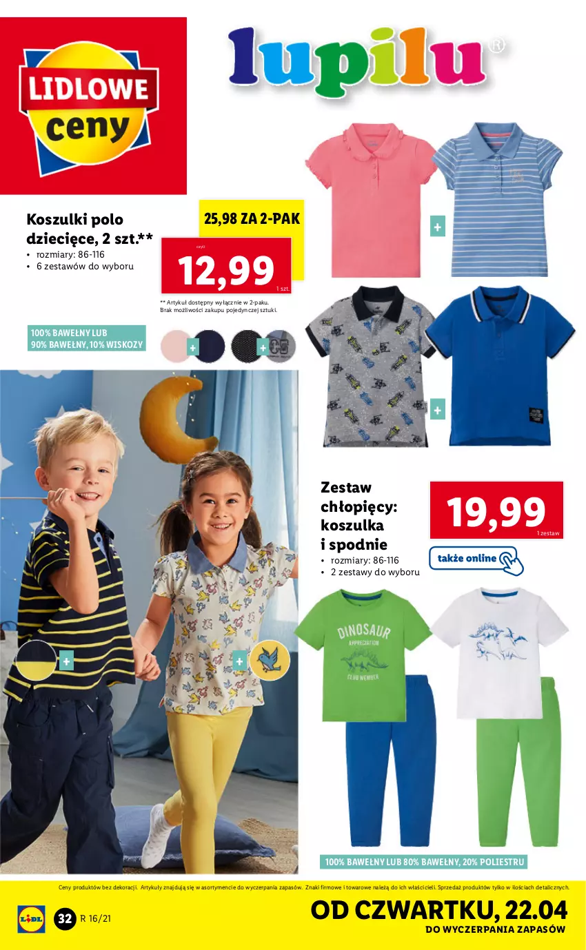 Gazetka promocyjna Lidl - GAZETKA - ważna 19.04 do 25.04.2021 - strona 32 - produkty: Dzieci, Kosz, Koszulka, Spodnie