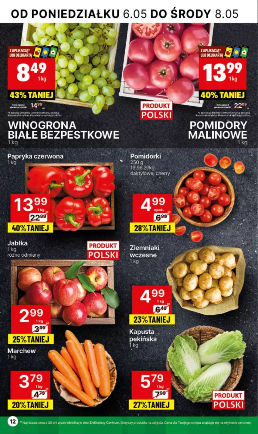 Gazetka promocyjna Delikatesy Centrum - NOWA GAZETKA Delikatesy Centrum od 6 maja! 6-12.05.2024 - ważna 06.05 do 12.05.2024 - strona 12 - produkty: Jabłka, LG, Papryka, Papryka czerwona, Pomidorki, Rum, Ziemniaki