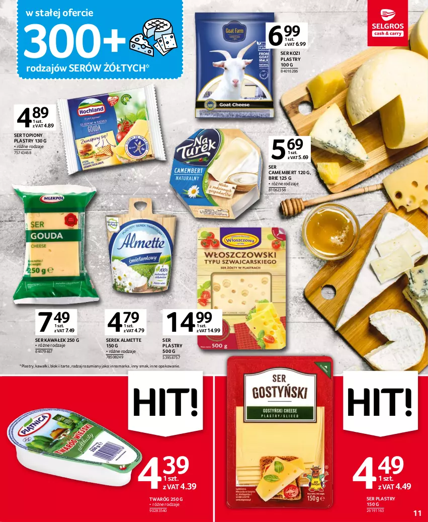 Gazetka promocyjna Selgros - Oferta spożywcza - ważna 02.03 do 15.03.2023 - strona 11 - produkty: Almette, Brie, Camembert, Kawa, Ser, Ser kozi, Ser topiony, Serek, Top, Twaróg, Wałek