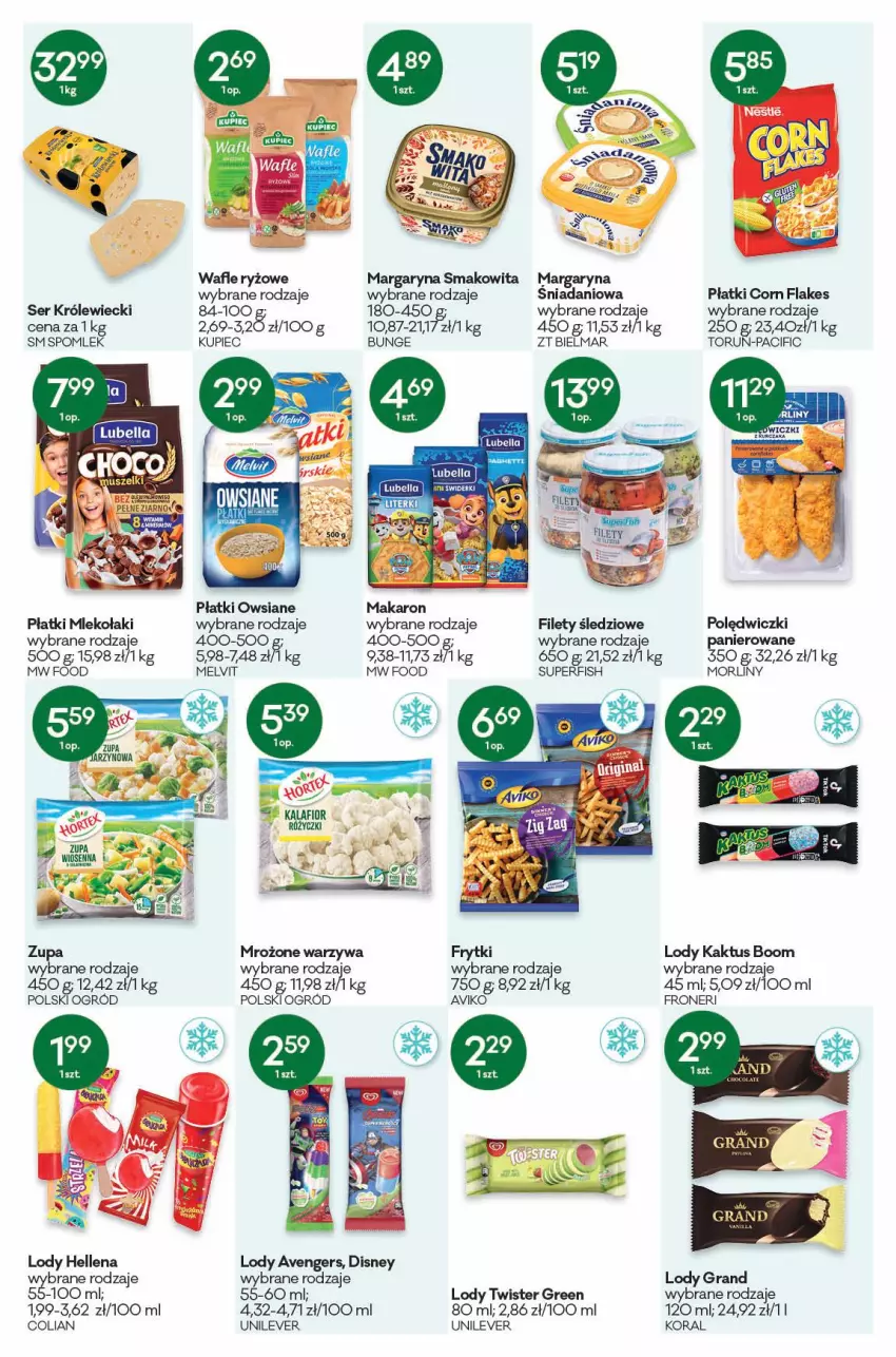 Gazetka promocyjna Groszek - ważna 23.06 do 05.07.2022 - strona 6 - produkty: Avengers, Bell, Bella, Cif, Danio, Disney, Frytki, Gra, Hellena, Kaktus, Kupiec, Lody, Lubella, Makaron, Margaryna, Melvit, Mleko, Morliny, Ogród, Piec, Płatki owsiane, Ryż, Ser, Ser Królewiecki, Smakowita, Wafle, Warzywa, Zupa