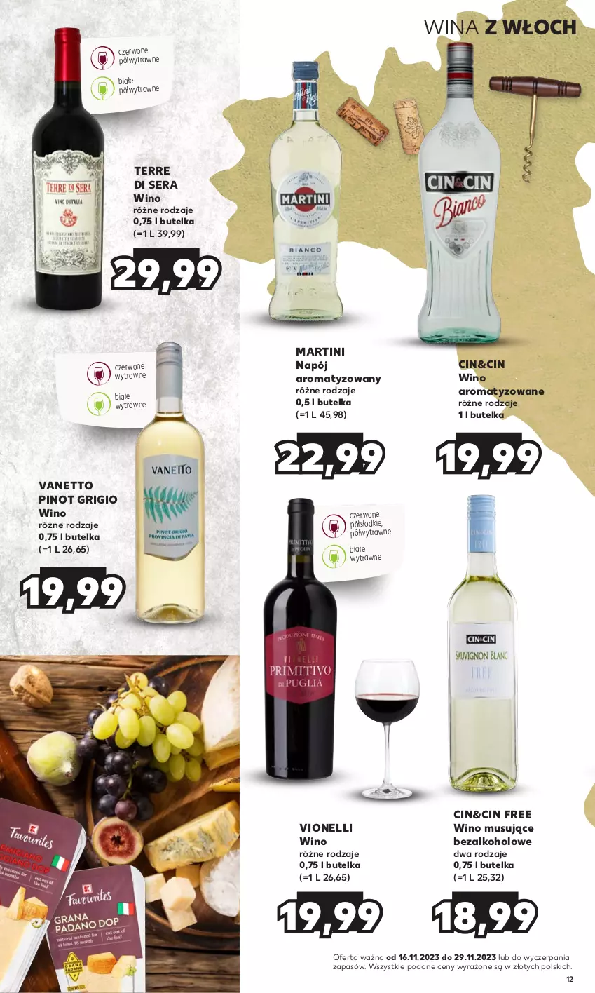 Gazetka promocyjna Kaufland - Barek Kauflandu - ważna 16.11 do 29.11.2023 - strona 12 - produkty: Martini, Mus, Napój, Pinot Grigio, Ser, Wino, Wino musujące