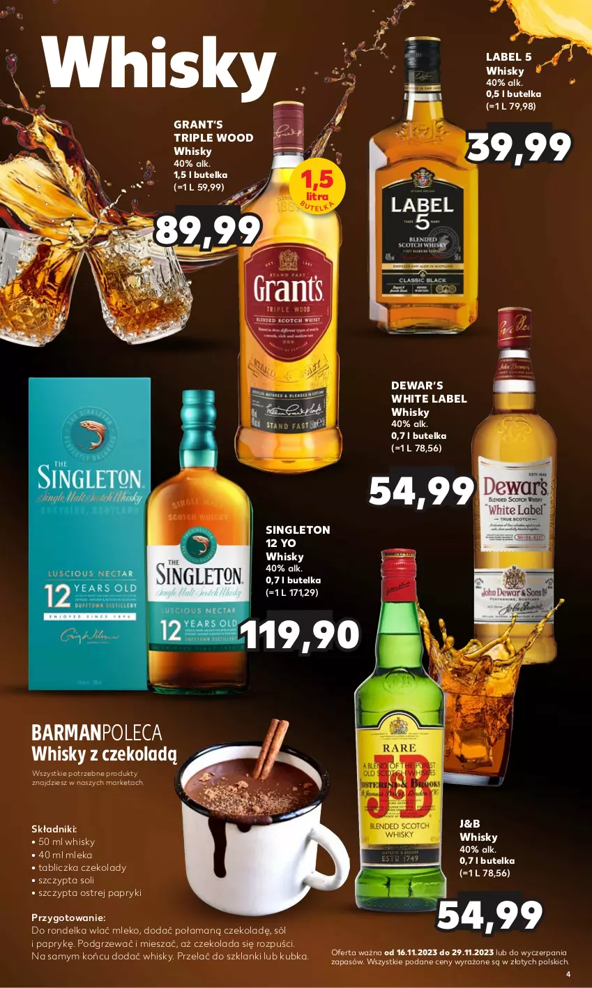 Gazetka promocyjna Kaufland - Barek Kauflandu - ważna 16.11 do 29.11.2023 - strona 4 - produkty: Czekolada, Gra, Lanki, Mleko, Rondel, Sól, Whisky