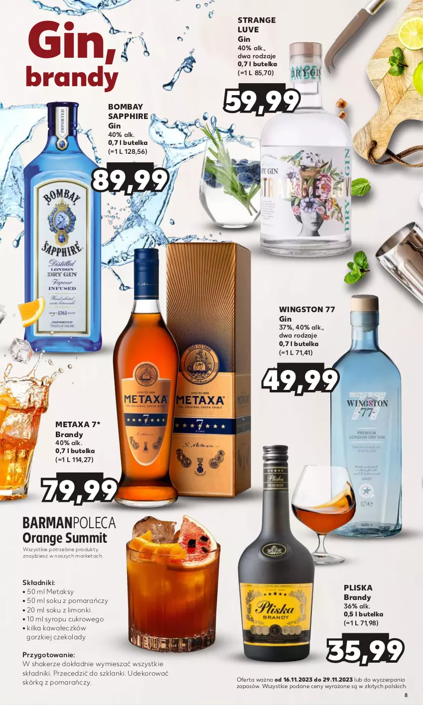 Gazetka promocyjna Kaufland - Barek Kauflandu - ważna 16.11 do 29.11.2023 - strona 8 - produkty: Brandy, Gin, Kawa, Lanki, Metaxa, Pliska, Sok, Syrop, Tran, Wingston 77