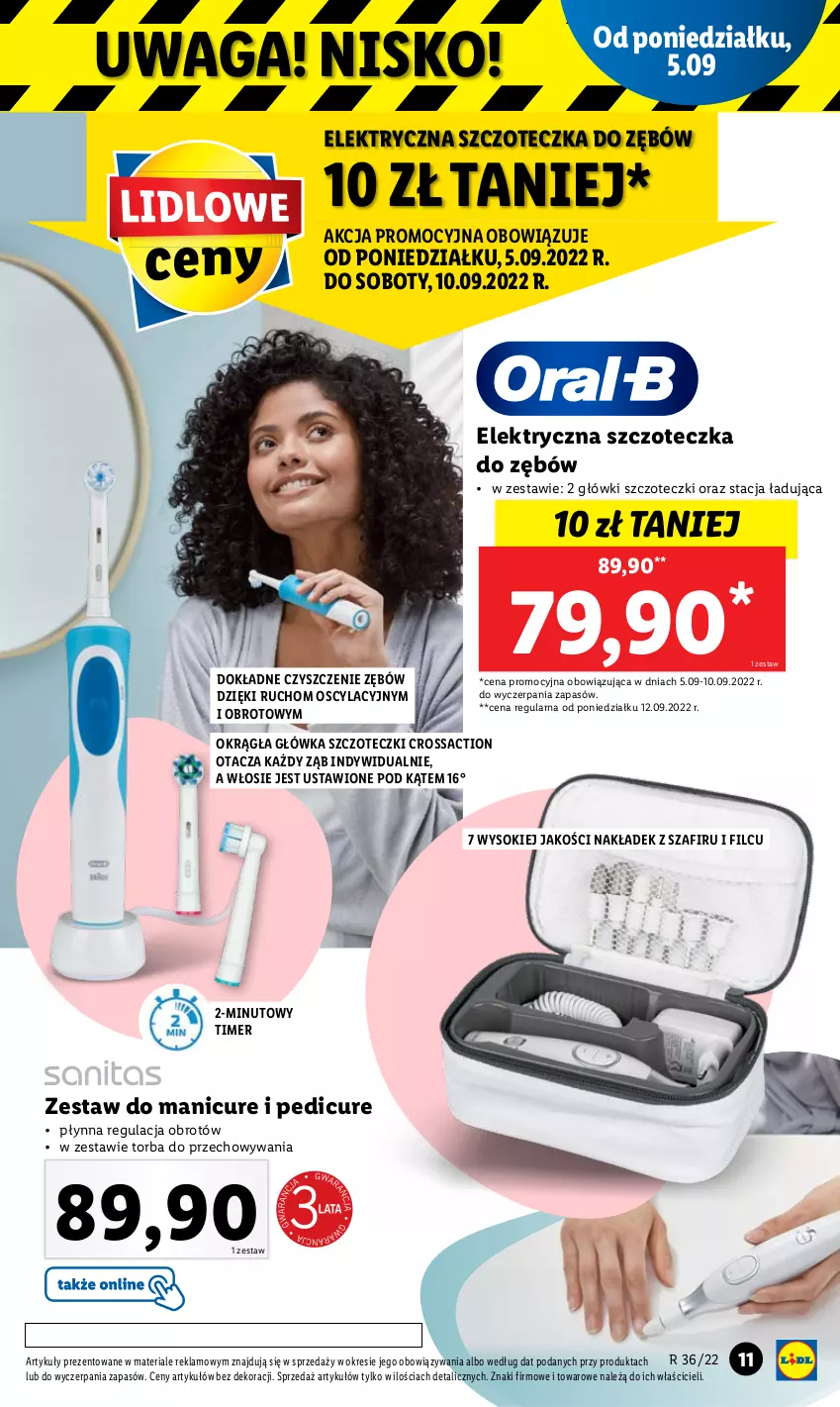 Gazetka promocyjna Lidl - GAZETKA - ważna 05.09 do 10.09.2022 - strona 11 - produkty: Elektryczna szczoteczka, Manicure i pedicure, Sok, Szczoteczka, Szczoteczka do zębów, Torba, Waga