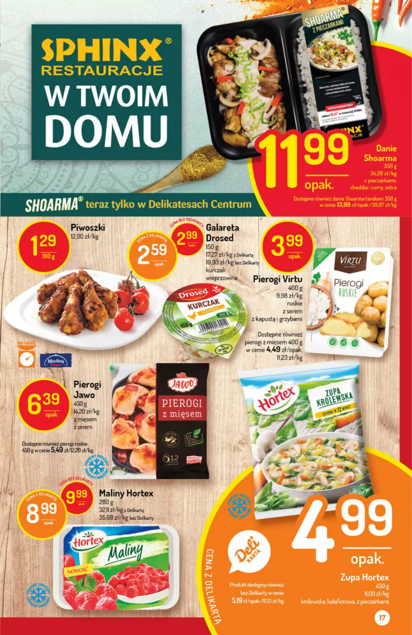 Gazetka promocyjna Delikatesy Centrum - Gazetka Delikatesy Centrum - ważna 06.05 do 12.05.2021 - strona 17 - produkty: Gala, Hortex, Kapustą, Kurczak, Maliny, Pierogi, Piwo, Ser, Virtu, Wieprzowina