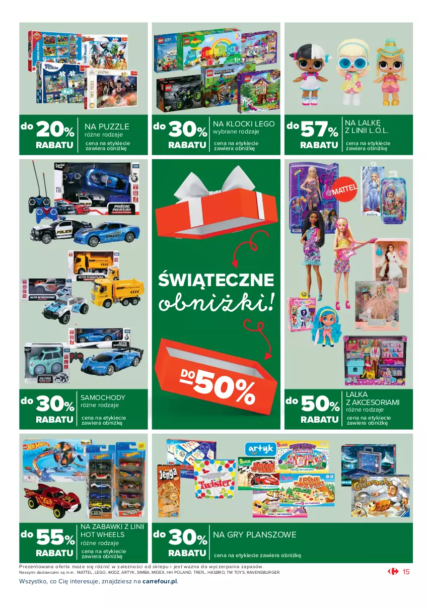 Gazetka promocyjna Carrefour - Gazetka Market - ważna 07.12 do 12.12.2021 - strona 15 - produkty: Burger, Gry, Hasbro, Hot Wheels, Klocki, L.O.L., Lalka, LEGO, Mattel, Puzzle, Ravensburger