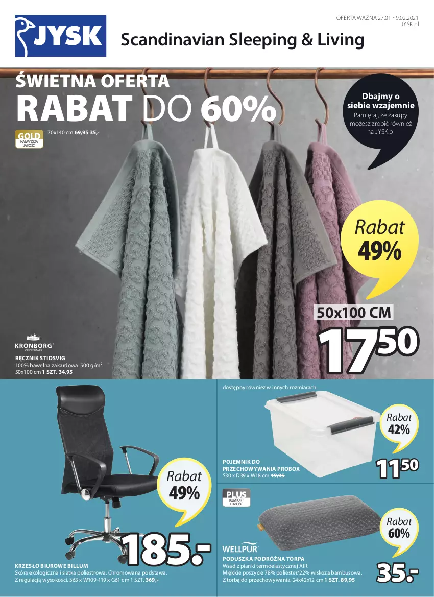 Gazetka promocyjna Jysk - Świetna Oferta - ważna 27.01 do 09.02.2021 - strona 2 - produkty: Biuro, Krzesło, Mięta, Poduszka, Pojemnik, Pojemnik do przechowywania, Ręcznik, Siatka, Sok, Wełna