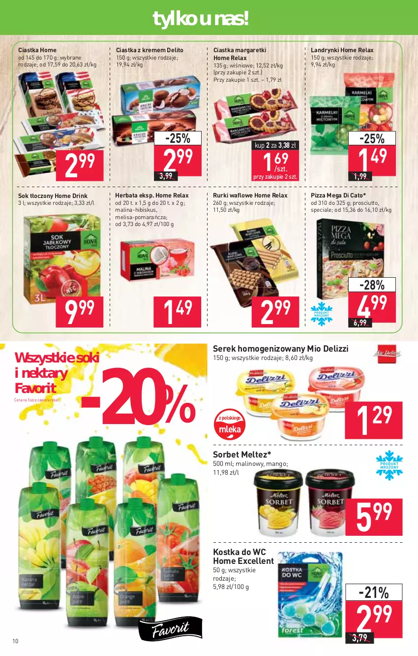 Gazetka promocyjna Stokrotka - Market - ważna 12.08 do 18.08.2021 - strona 10 - produkty: Ciastka, Fa, Herbata, Hibiskus, Kostka do wc, Mango, Nektar, Pizza, Prosciutto, Rurki, Ser, Serek, Serek homogenizowany, Sok