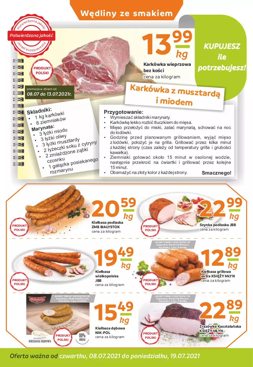 Gazetka promocyjna Gama - Gazetka Gama - ważna 08.07 do 19.07.2021 - strona 2 - produkty: Cytryny, Gra, Grill, Karkówka wieprzowa, Kawa, Kiełbasa, Mięso, Mus, Olej, Sok, Sokół, Szynka, Ziemniaki