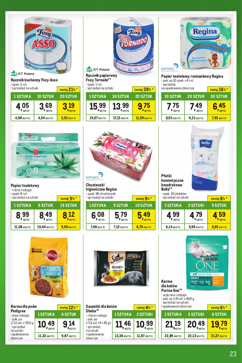 Gazetka promocyjna Makro - Kupujesz więcej płacisz mniej - ważna 31.10 do 27.11.2023 - strona 20 - produkty: Bell, Bella, Chusteczki, Foxy, Gin, Papier, Papier toaletowy, Pedigree, Płatki kosmetyczne, Pur, Purina, Ręcznik, Ręcznik kuchenny, Rum, Sheba