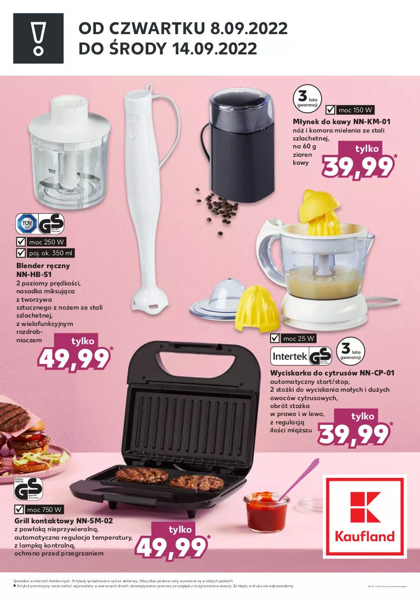 Gazetka promocyjna Kaufland - ZAPOWIEDŹ NASTĘPNEJ OFERTY - ważna 01.09 do 07.09.2022 - strona 2 - produkty: Blender, Blender ręczny, Gra, Grill, Grill kontaktowy, Młynek, Młynek do kawy, Noż, Rozdrabniacz, Top, Wyciskarka