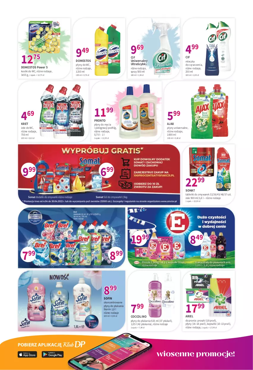 Gazetka promocyjna Drogerie Polskie - Gazetka - ważna 08.04 do 30.04.2022 - strona 8 - produkty: Ajax, Ariel, Cif, Coccolino, Domestos, Kret, Pronto, Somat