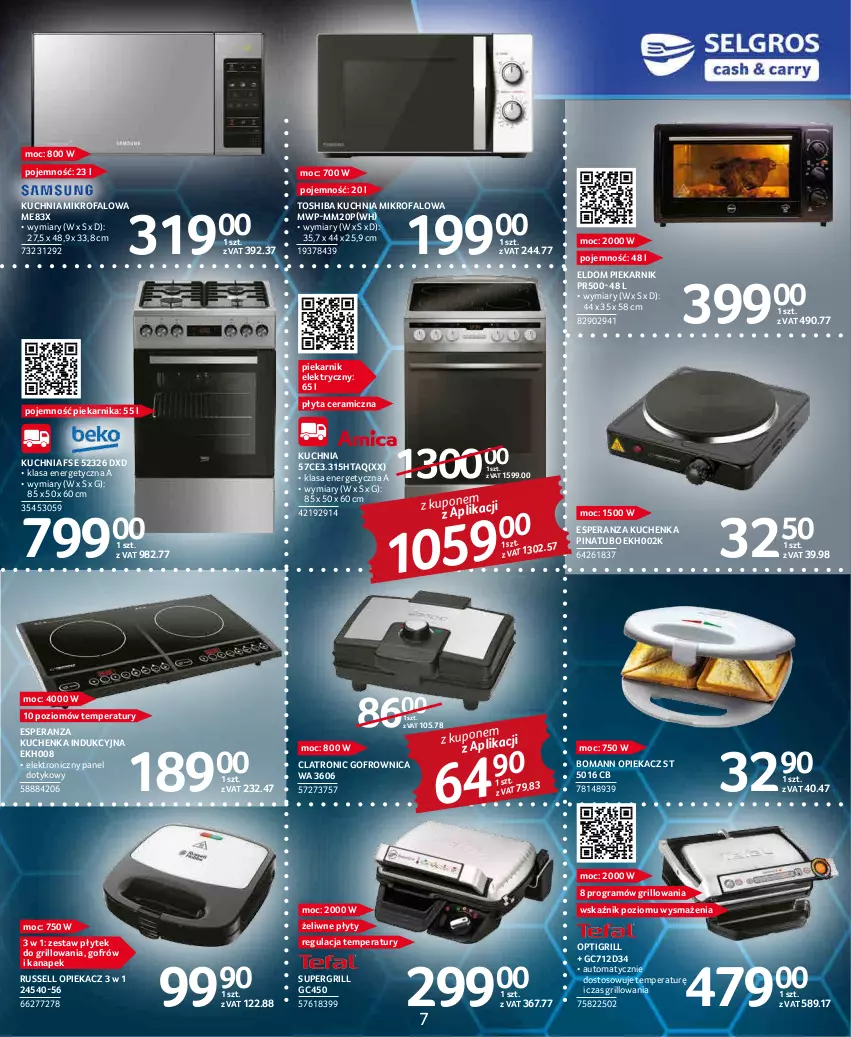 Gazetka promocyjna Selgros - Katalog Elektro - ważna 05.05 do 18.05.2022 - strona 7 - produkty: Fa, Gofrownica, Gra, Grill, Kuchnia, Piekarnik, Płyta, Toshiba