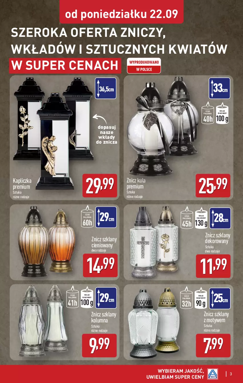 Gazetka promocyjna Aldi - Artykuły przemysłowe i tekstylia - ważna 22.09 do 27.09.2025 - strona 3 - produkty: Znicz