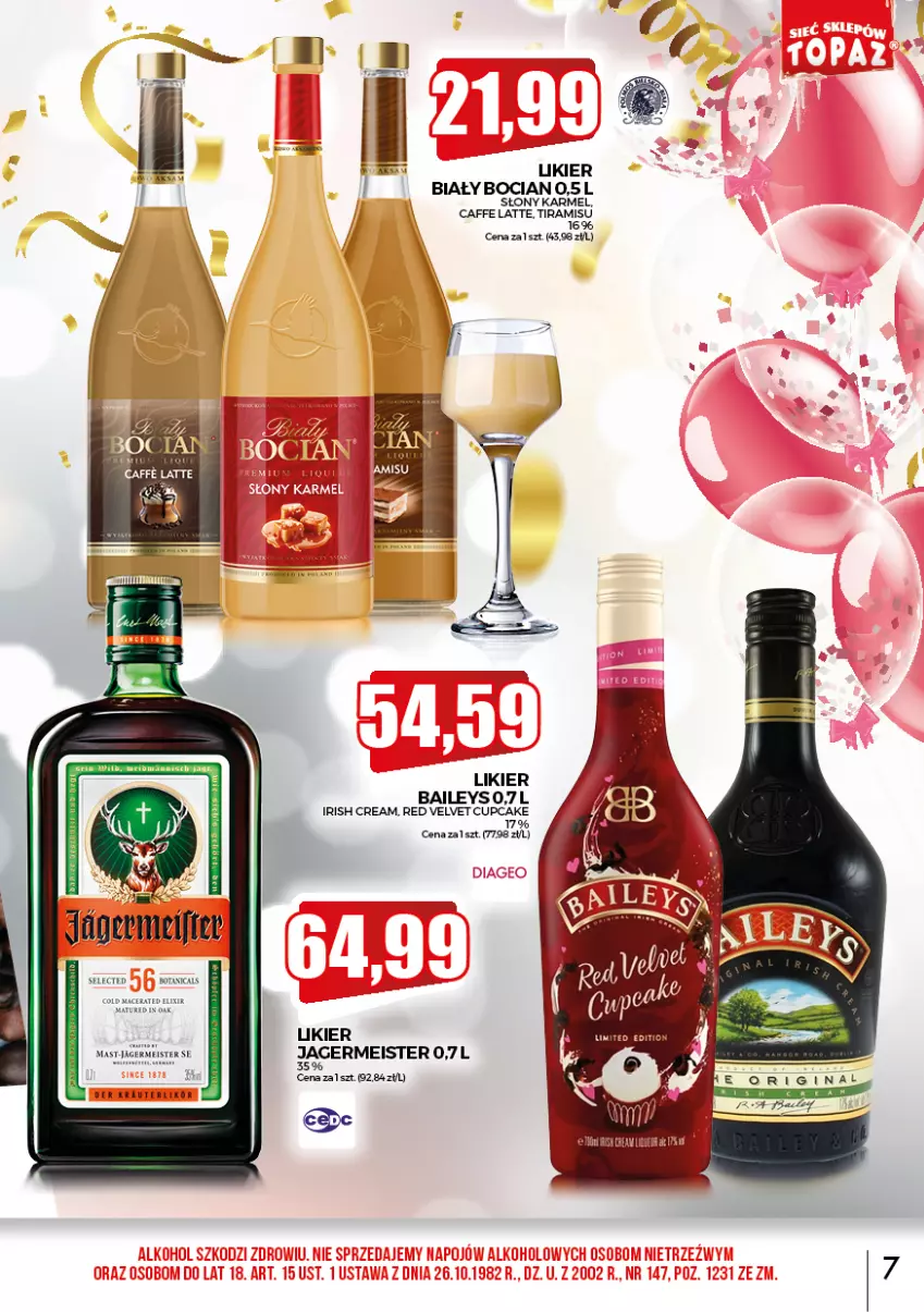 Gazetka promocyjna Topaz - Gazetka - ważna 01.02 do 28.02.2022 - strona 7 - produkty: Biały Bocian, Jagermeister, Likier, Velvet