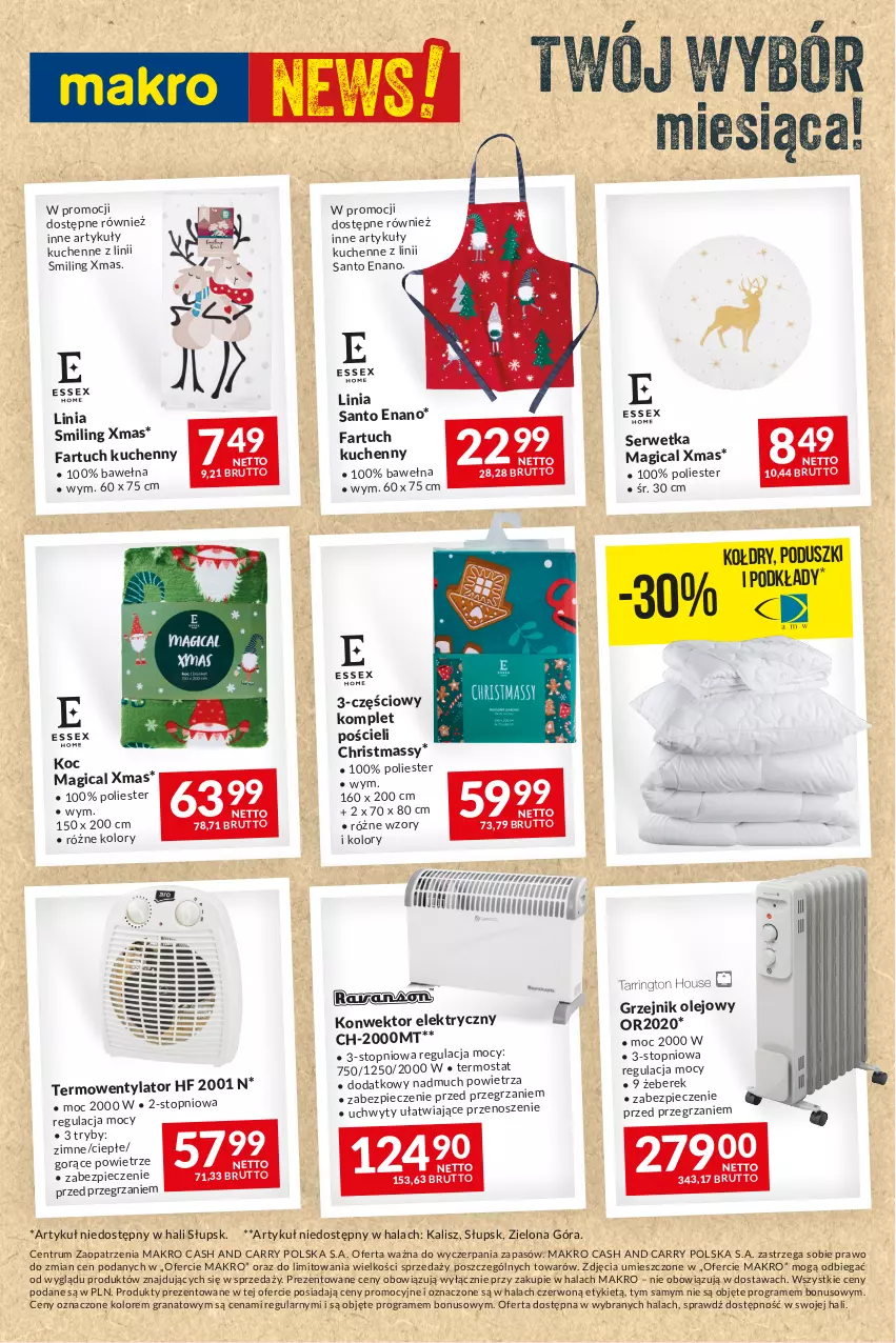 Gazetka promocyjna Makro - Najlepsze oferty - oferta z alkoholem - ważna 14.11 do 11.12.2023 - strona 16 - produkty: Fa, Fartuch kuchenny, Gra, Granat, Grzejnik, Koc, Komplet pościeli, Konwektor elektryczny, Olej, Piec, Podkład, Pościel, Rum, Ser, Termos, Termowentylator, Top