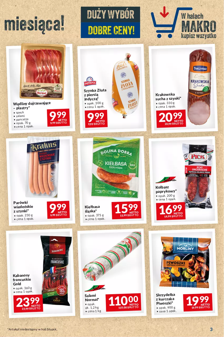 Gazetka promocyjna Makro - Najlepsze oferty - oferta z alkoholem - ważna 14.11 do 11.12.2023 - strona 3 - produkty: Kabanos, Kiełbasa, Kiełbasa śląska, Kurczak, Parówki, Piwo, Salami, Skrzydełka z kurczaka, Szynka