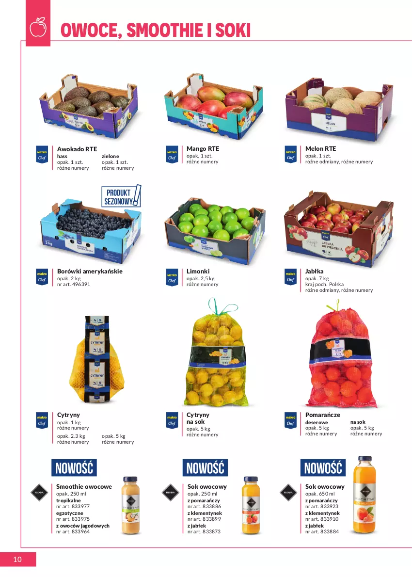 Gazetka promocyjna Makro - [Oferta specjalna] Marki MAKRO dla profesjonalnej Gastronomii - ważna 22.02 do 31.12.2022 - strona 10 - produkty: Cytryny, Deser, Jabłka, Mango, Melon, Owoce, Pomarańcze, Ser, Smoothie, Sok