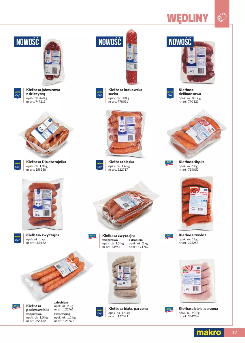 Gazetka promocyjna Makro - [Oferta specjalna] Marki MAKRO dla profesjonalnej Gastronomii - ważna 22.02 do 31.12.2022 - strona 17 - produkty: Kiełbasa, Kiełbasa biała, Kiełbasa krakowska, Kiełbasa podwawelska, Kiełbasa śląska, Wawel