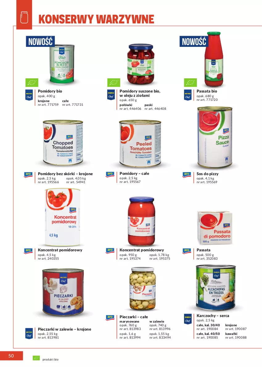 Gazetka promocyjna Makro - [Oferta specjalna] Marki MAKRO dla profesjonalnej Gastronomii - ważna 22.02 do 31.12.2022 - strona 50 - produkty: Karczochy, Kawa, Koncentrat pomidorowy, Olej, Piec, Pomidory, Ser, Sos, Sos do pizzy