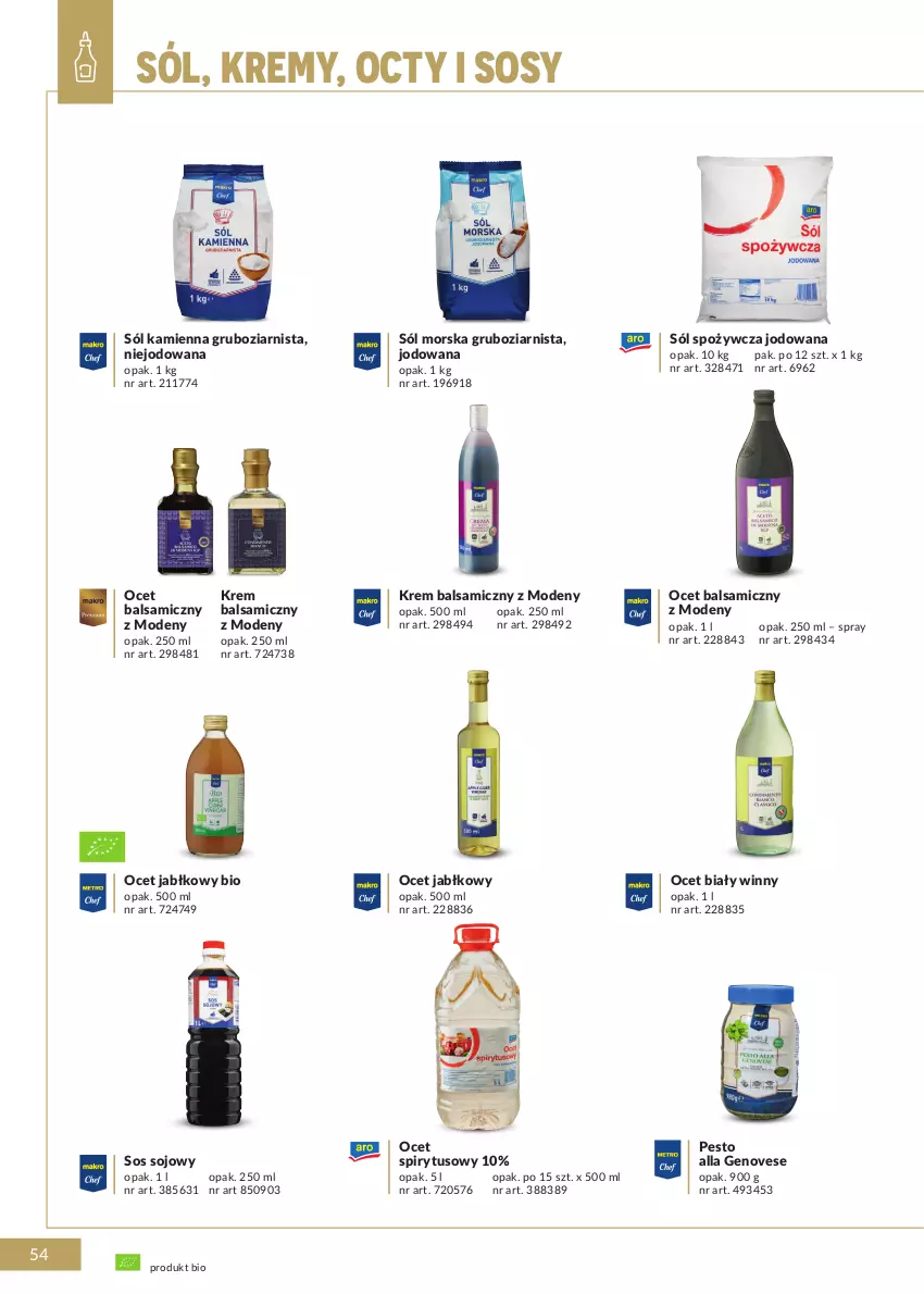 Gazetka promocyjna Makro - [Oferta specjalna] Marki MAKRO dla profesjonalnej Gastronomii - ważna 22.02 do 31.12.2022 - strona 54 - produkty: Ocet, Ocet balsamiczny, Pesto, Sól, Sos, Sos sojowy