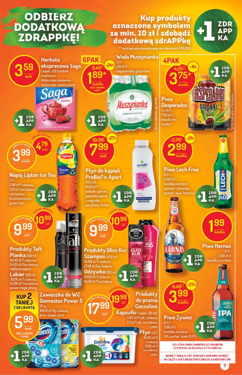 Gazetka promocyjna Delikatesy Centrum - ważna 11.03 do 17.03.2021 - strona 7 - produkty: Coccolino, Domestos, Dzika róża, Fa, Flora, Gliss Kur, Gra, Granat, LG, Limonka, Mus, Muszynianka, Odżywka, Owoce, Piec, Piwa, Piwo, Pomelo, Por, Róża, Saga, Szampon, Woda, Zawieszka do wc