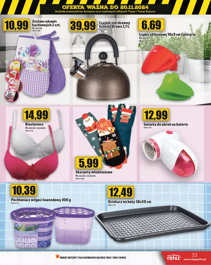 Gazetka promocyjna Topaz - Gazetka - ważna 14.11 do 20.11.2024 - strona 33 - produkty: Biustonosz, Buty, Czajnik, Golarka, Karp, Ociekacz, Top