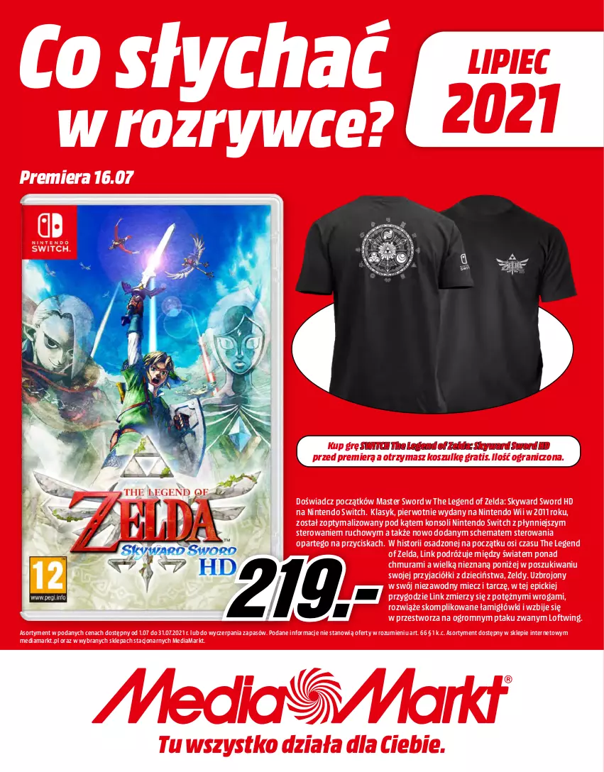 Gazetka promocyjna Media Markt - Gazetka Media Markt - ważna 01.07 do 31.07.2021 - strona 1 - produkty: Dzieci, Gra, Kosz, Miecz, Nintendo Switch, Piec