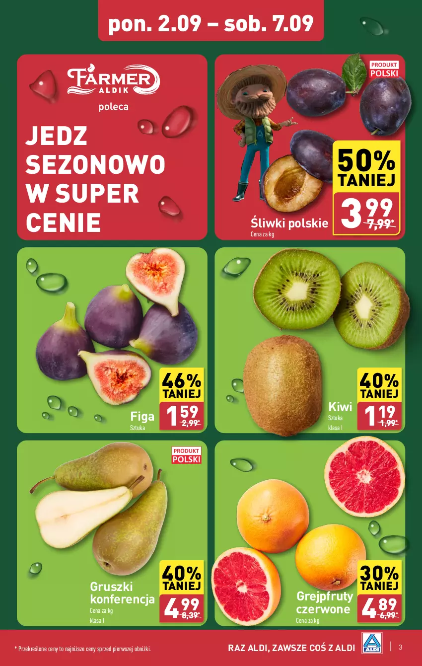 Gazetka promocyjna Aldi - Pełna oferta - ważna 02.09 do 07.09.2024 - strona 3 - produkty: Grejpfrut, Gruszki, Kiwi