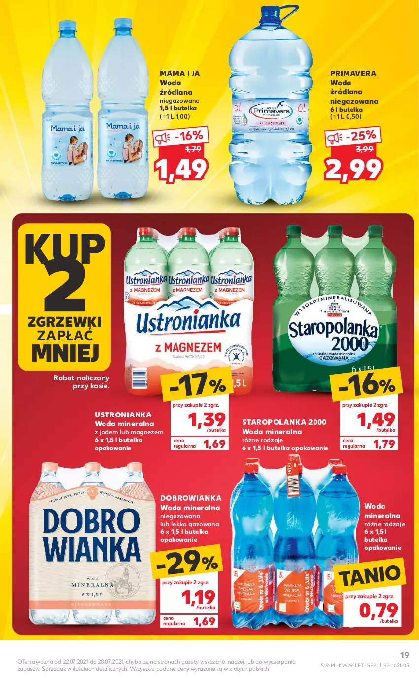 Gazetka promocyjna Kaufland - OFERTA TYGODNIA - ważna 22.07 do 28.07.2021 - strona 19 - produkty: Dobrowianka, LANA, Magnez, Prima, Primavera, Staropolanka, Woda, Woda mineralna