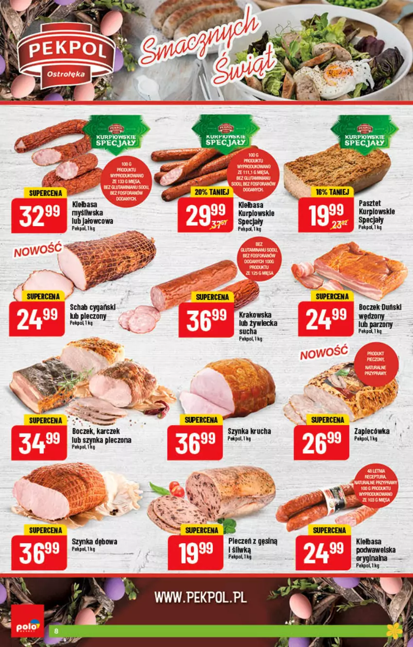 Gazetka promocyjna PoloMarket - Gazetka pomocyjna - ważna 06.04 do 12.04.2022 - strona 8 - produkty: Boczek, Gin, Kiełbasa, Pasztet, Pekpol, Piec, Szynka, Wawel