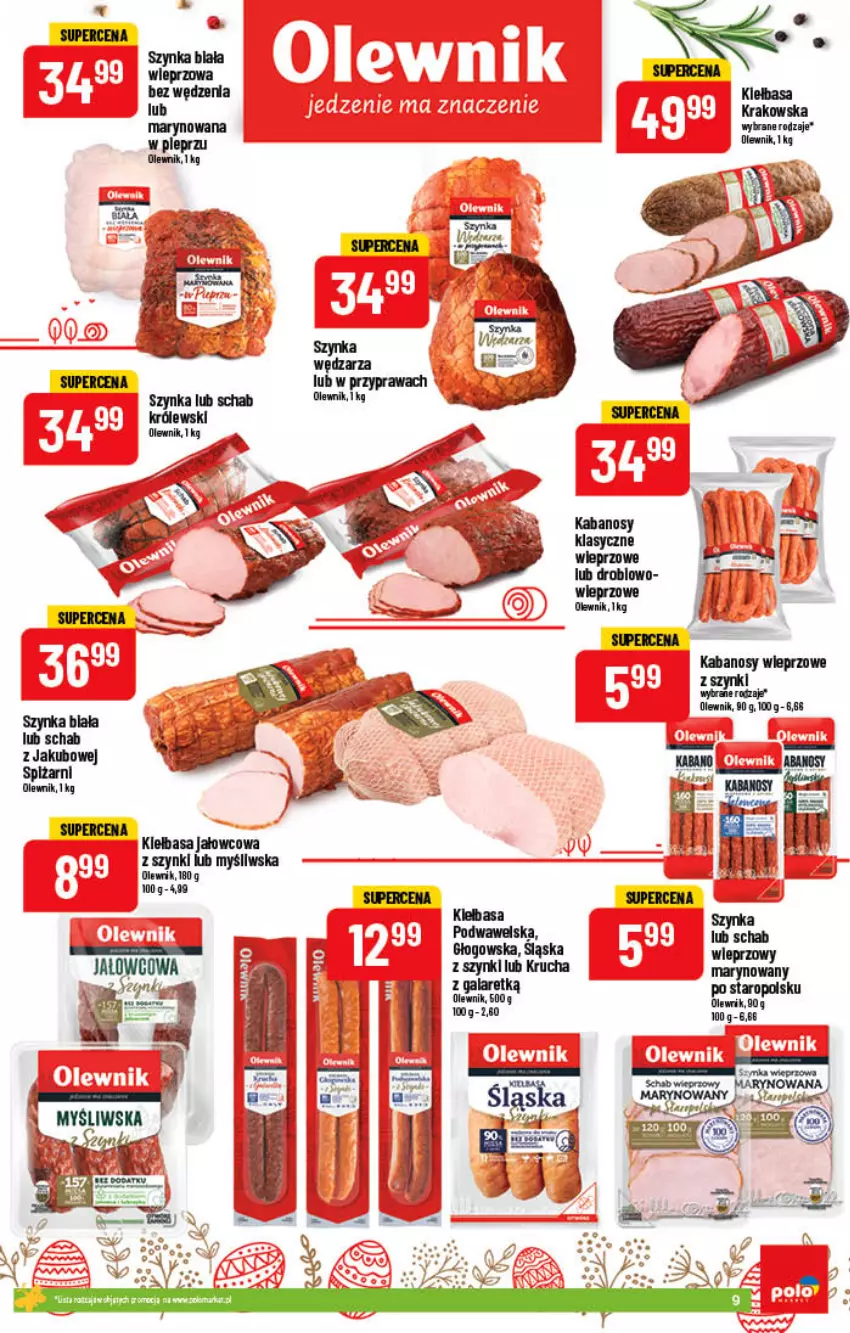 Gazetka promocyjna PoloMarket - Gazetka pomocyjna - ważna 06.04 do 12.04.2022 - strona 9 - produkty: Kabanos, Kiełbasa, Kiełbasa podwawelska, Olewnik, Pieprz, Szynka, Wawel