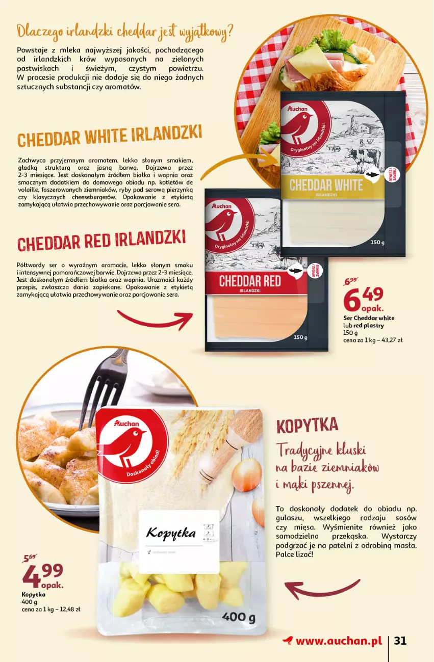 Gazetka promocyjna Auchan - Maxi Paki Niskie Ceny Hipermarkety - ważna 13.01 do 19.01.2022 - strona 31 - produkty: Burger, Cheddar, Fa, Kopytka, Kotlet, Por, Ser, Sos