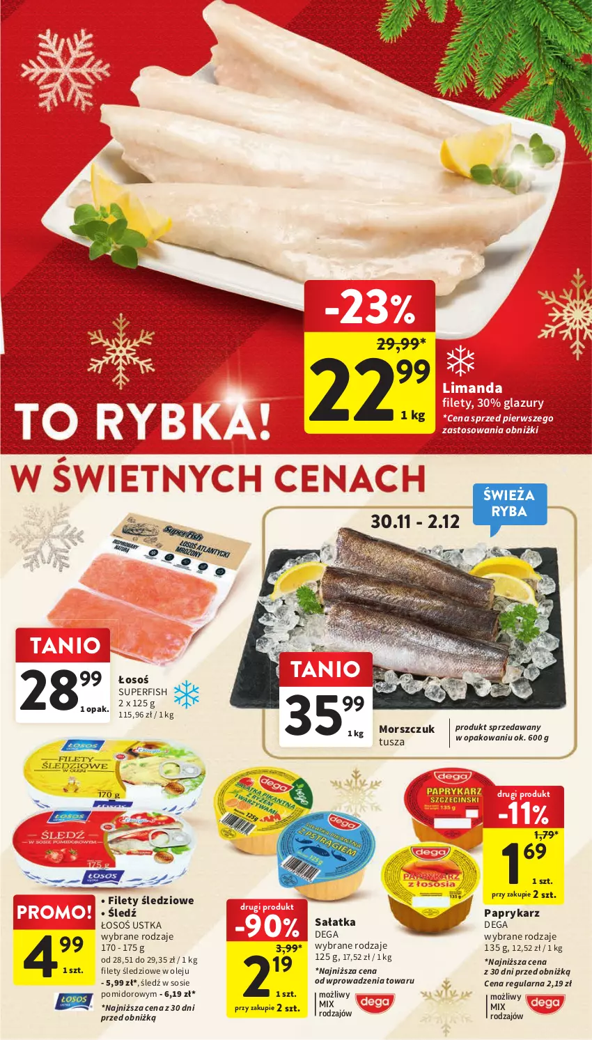 Gazetka promocyjna Intermarche - Gazetka Intermarche - ważna 30.11 do 06.12.2023 - strona 31 - produkty: Dega, Lazur, Olej, Papryka, Paprykarz, Ryba, Sałat, Sałatka, Sos, Tusz