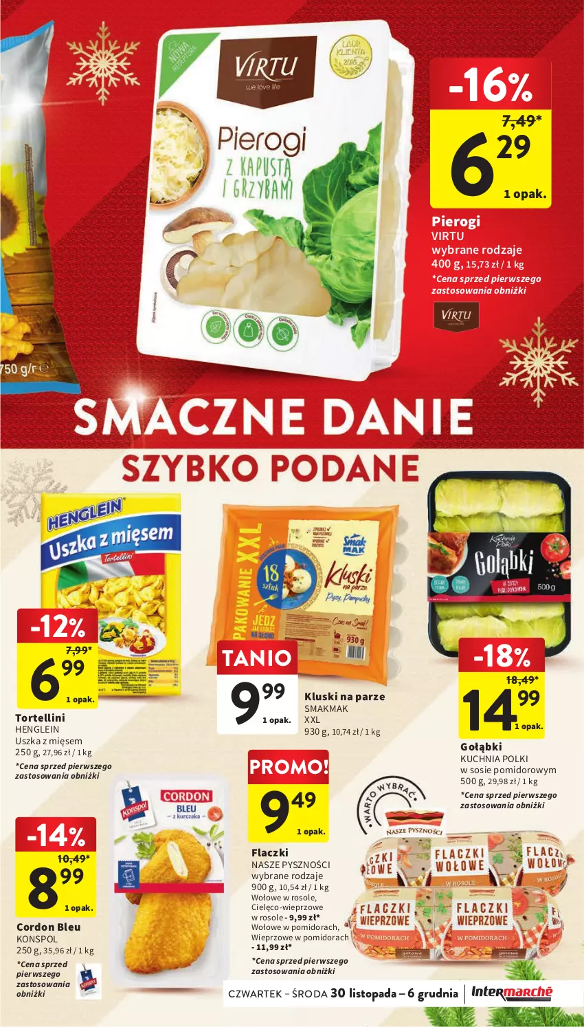 Gazetka promocyjna Intermarche - Gazetka Intermarche - ważna 30.11 do 06.12.2023 - strona 33 - produkty: Cordon Bleu, Kluski na parze, Kuchnia, Pierogi, Sos, Top, Virtu