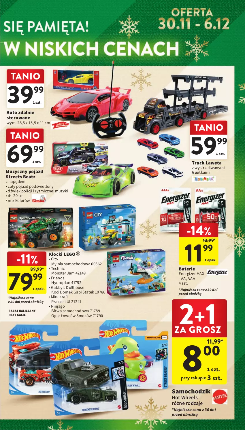 Gazetka promocyjna Intermarche - Gazetka Intermarche - ważna 30.11 do 06.12.2023 - strona 9 - produkty: Chodzik, Energizer, Hot Wheels, Klocki, Koc, LEGO, Minecraft, Pojazd