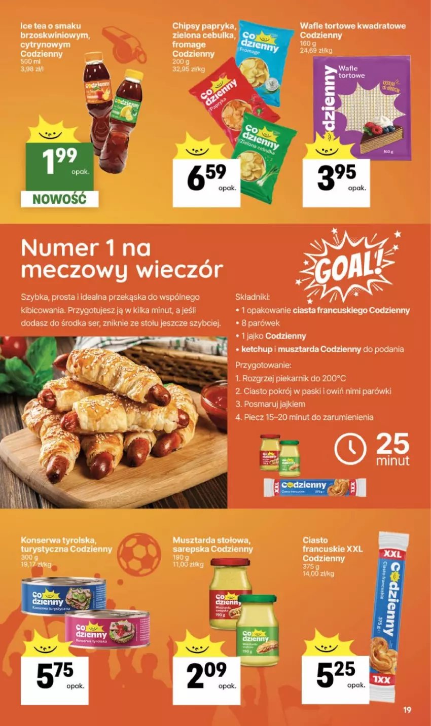 Gazetka promocyjna Delikatesy Centrum - Franczyza DC24 Czwartek - ważna 11.06 do 17.06.2026 - strona 19 - produkty: BIC, Chipsy, Ice tea, Ketchup, Mus, Musztarda, Papryka, Parówki, Piec, Piekarnik, Rum, Ser, Wafle, Wafle tortowe