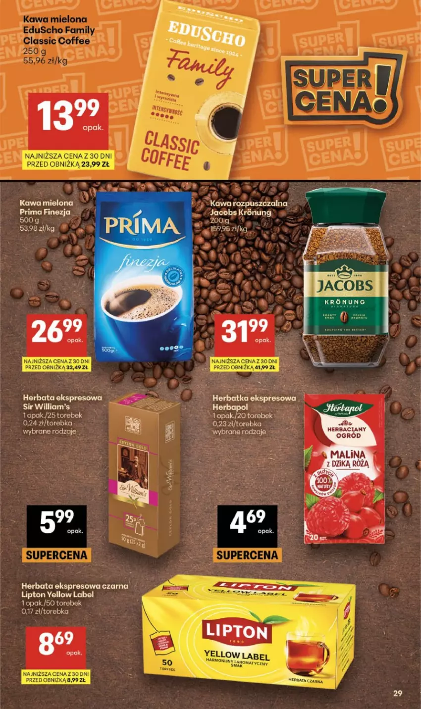 Gazetka promocyjna Delikatesy Centrum - Franczyza DC24 Czwartek - ważna 11.06 do 17.06.2026 - strona 29 - produkty: Herbata, Herbata czarna, Jacobs, Kawa, Kawa rozpuszczalna, Prima, Torebka