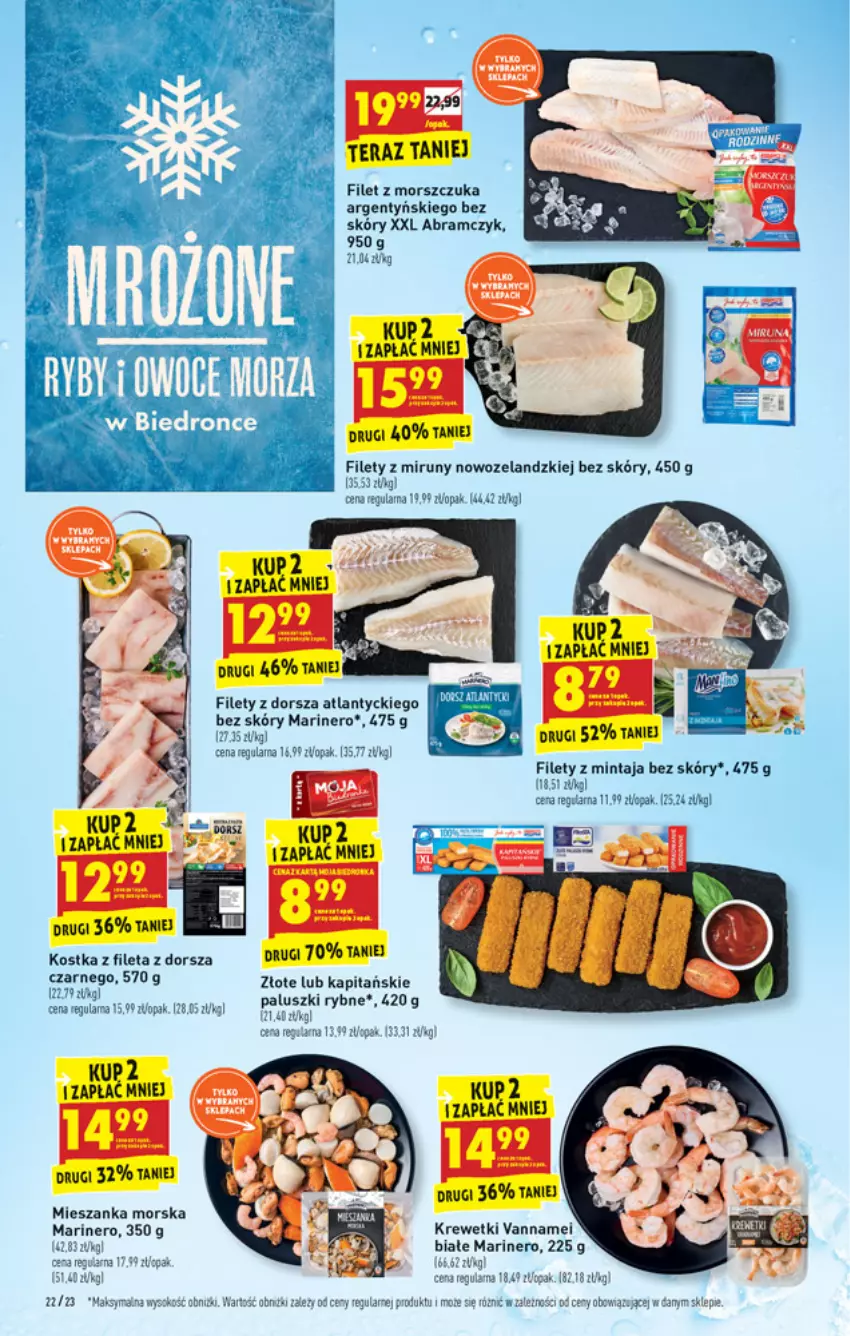 Gazetka promocyjna Biedronka - W tym tygodniu - ważna 15.11 do 20.11.2021 - strona 22 - produkty: Dorsz, Filet z morszczuka, Krewetki, Mieszanka morska, Mintaj